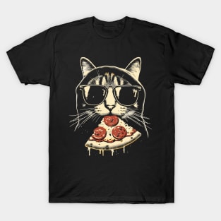 Cat Eating Pizza T-Shirt